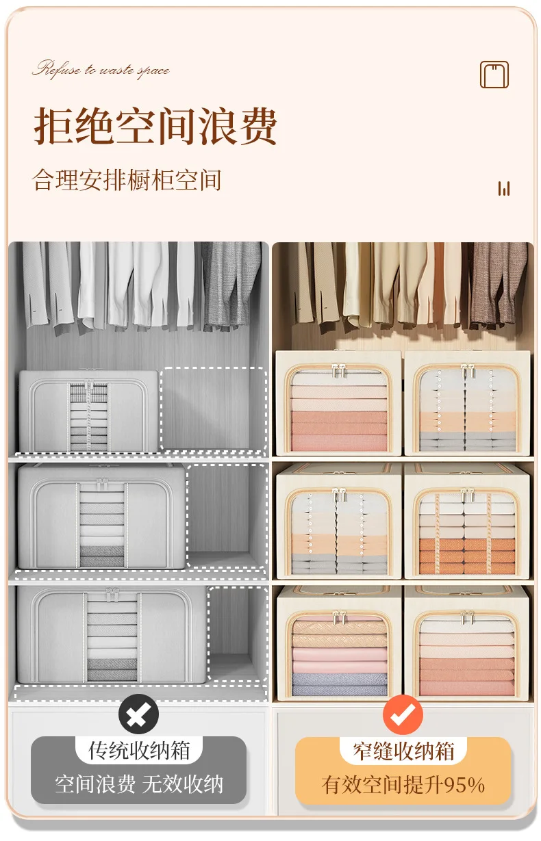 Description Picture 6 of itemLarge Capacity Clothes Storage Bag Foldable Blanket Storage Containers for Organizing Bedroom Closet