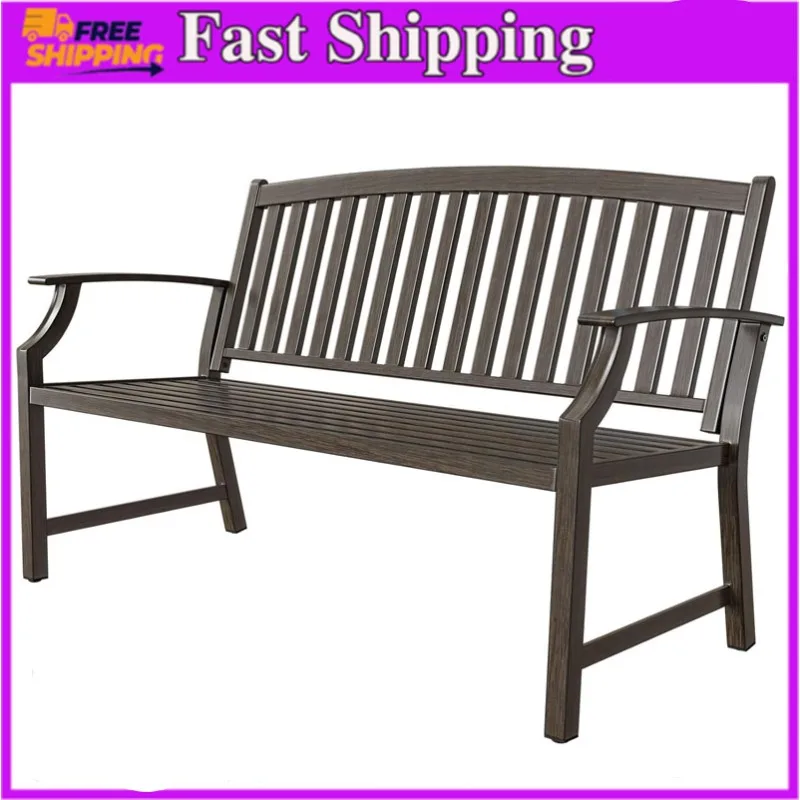 

Grand patio Garden Bench, Outdoor Benches with Anti-Rust Aluminum Steel Metal Powder Coated Frame, Patio Farmhouse Seating