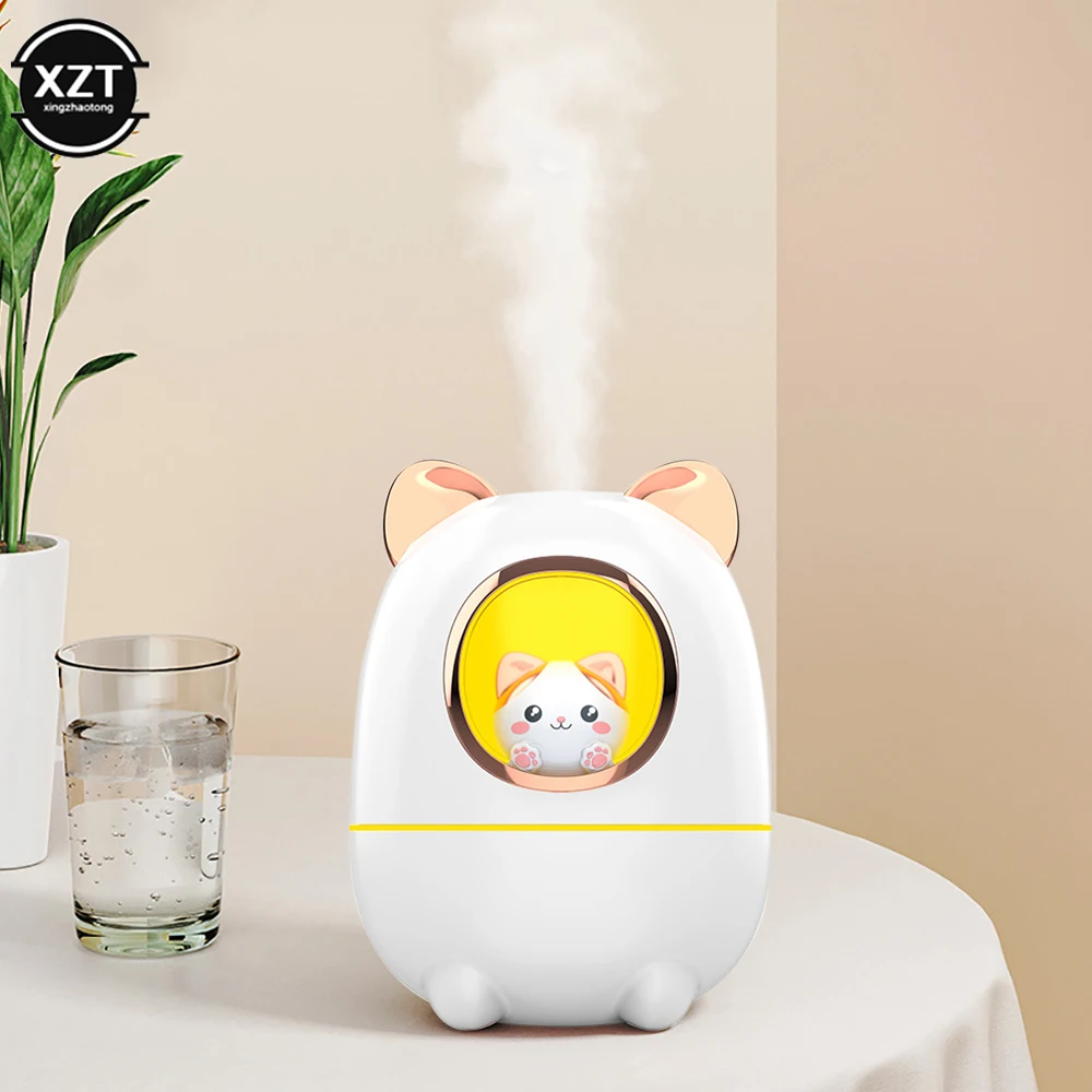 Cute Cartoon Cat Air Humidifier Diffuser Fragrant Essential Oil Perfume Night Light Bedroom USB Rechargeable Mute Humidifier