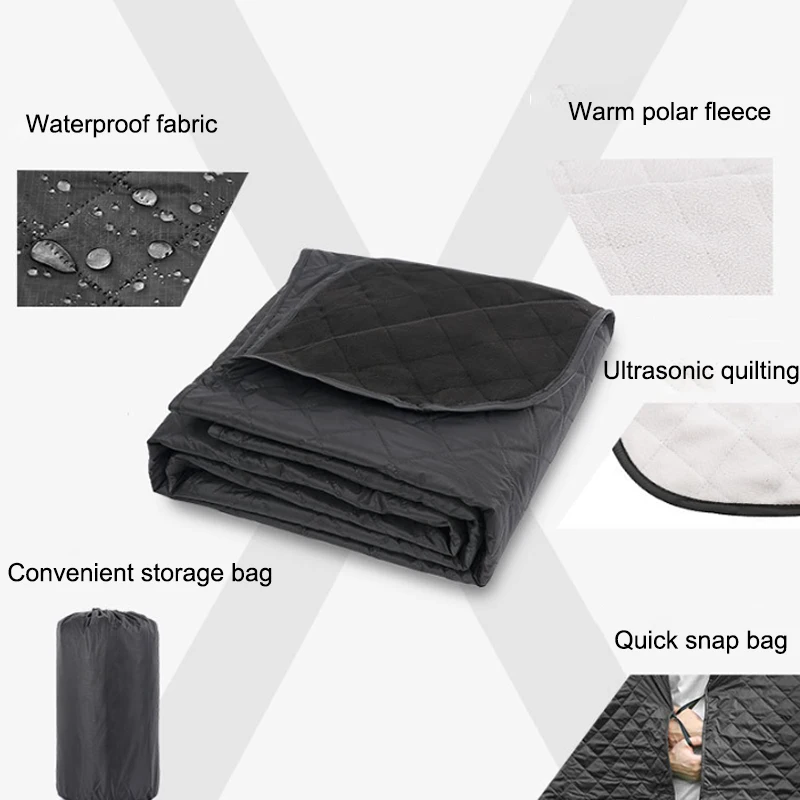 Winter Outdoor Polar Fleece Camping Blanket Waterproof Moisture-proof Picnic Mat Thickened Portable Camping Picnic Travel Mat 4