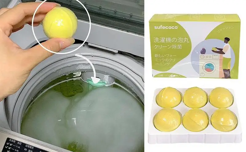 

Washing Machine Cleaner Tablets 6pcs Safe Washer Tablet Large Foaming Balls Eco-Friendly Deep Cleaning Agent cleaning tools