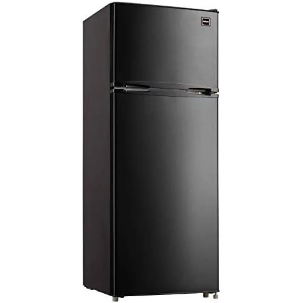 BLACK Apartment Size-Top Freezer-2 Door Fridge-Adjustable Thermostat Control-Black-7.5 Cubic Feet