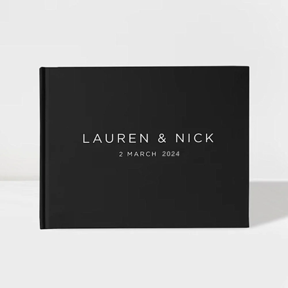 

Personalized Wedding Guest Book,Hardcover Guestbook,Black and White Foil Wedding Guest Sign in Book,Color Choices Available