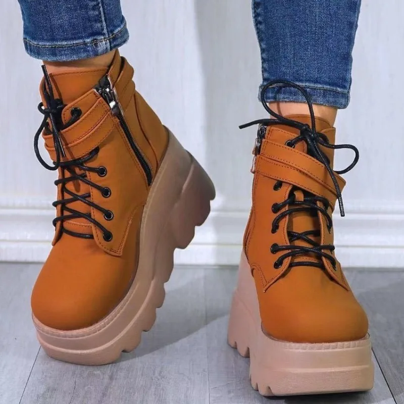 Women's Boots New Winter Boots With Fur Wedges Heels Snow Boots Ankle White Feminina Platform Booties For Women Autumn Shoes