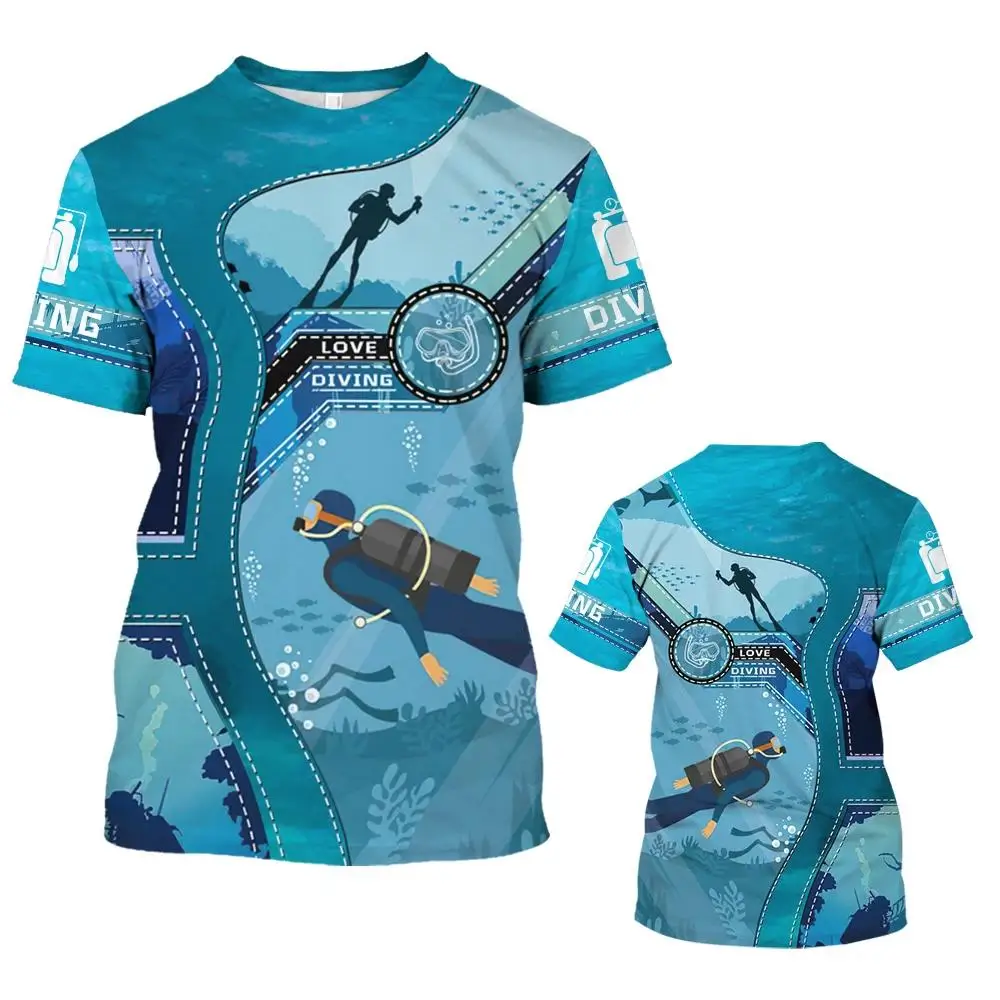 

New Summer Tide Dive Pattern Men T-Shirts Casual 3D Print Tees Hip Hop Personality Round Neck Short Sleeve Quick-Dry Tops