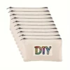 6pcs Blank DIY Craft Bag Canvas Pencil Case Blank Beige Makeup Zipper Bags- Pencil Pouch Cosmetic BagTravel Toiletry Bag 1