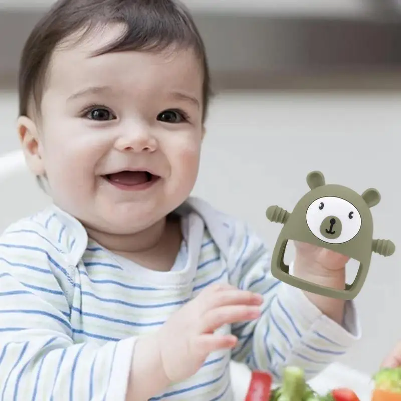 Baby Teether Silicone Beads Baby Teething Toy Anti-Drop Silicone Mitten Chew Toys For Sucking Needs Pain Relief Babies 3M+