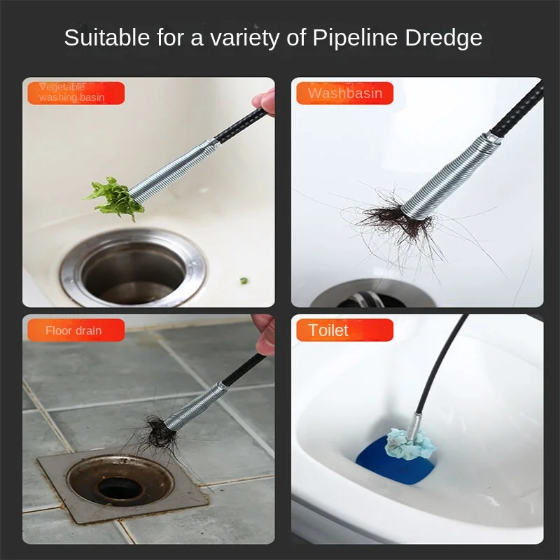Spring Pipe Dredging Tool 60cm Flexible Grabber Pickup Snake Cable Aid Grab Trash Drain Auger Unclog Hair Drains Sink Toilet pipe dredging tool