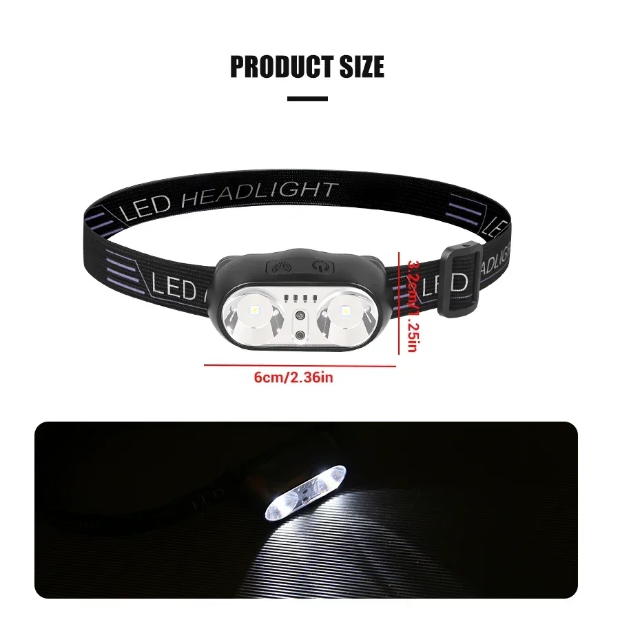 Mini Rechargeable Sensor Headlamp Powerful Fishing Camping USB Head Flashlight COB LED Head Light Torch Headlights Front Lantern