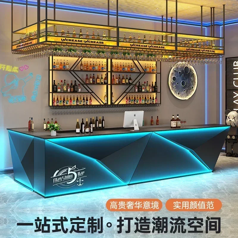 Iron bar bar Internet cafe billiards industrial style cashier corner counter commercial reception desk