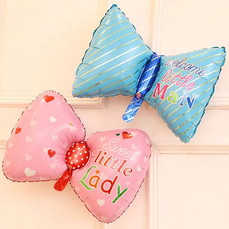 

1pc Blue Pink Cute Bow Foil Balloons Inflatable Air Ballons Birthday Party Decorations Kids Baby Shower Gender Reveal Supplies