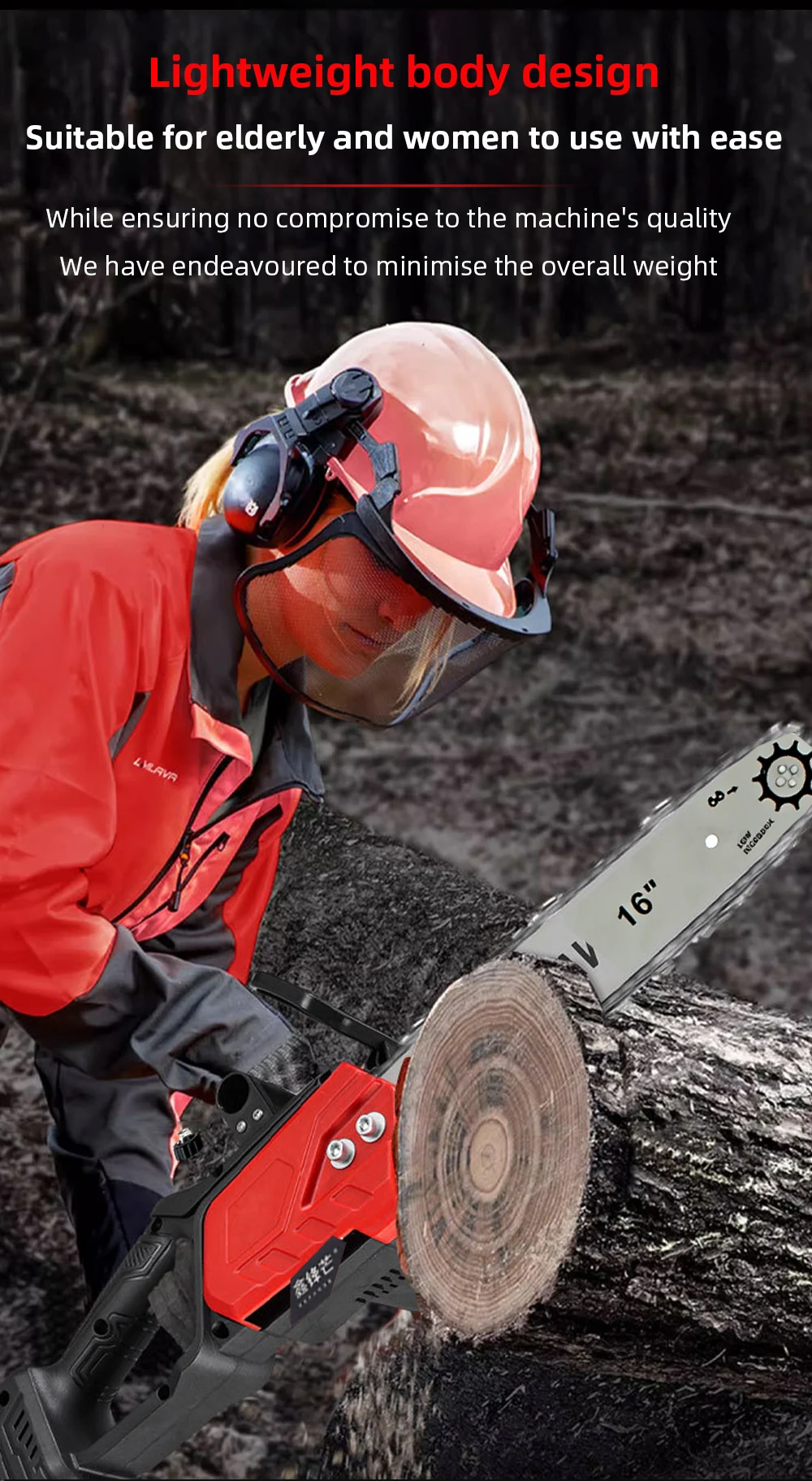 Hochleistungs-Akku-Kettensäge Lithium-Batterie Handgeführte Elektrosäge für Baumschnitt Holzschnitt Outdoor-Holzfällwerkzeug – Detail 5