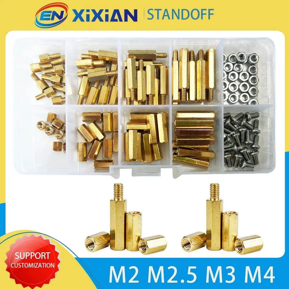 

M2 M2.5 M3 M4 Hex Hexagon Standoff Brass Column Boards Rack Stud Copper Pillar PCB Spacer Bolt Screw Motherboard Assortment Kit