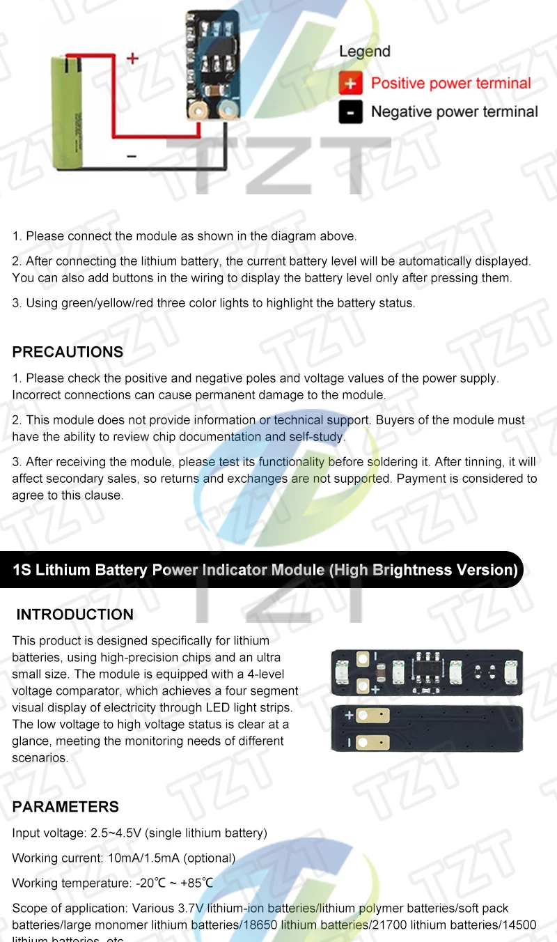 3,7-4,2 V Messmodul 1/3/5PCS 1S 2S Ternäre Lithium-Batterie Power Display LED Licht Mini Für Strom Display – Detail 2
