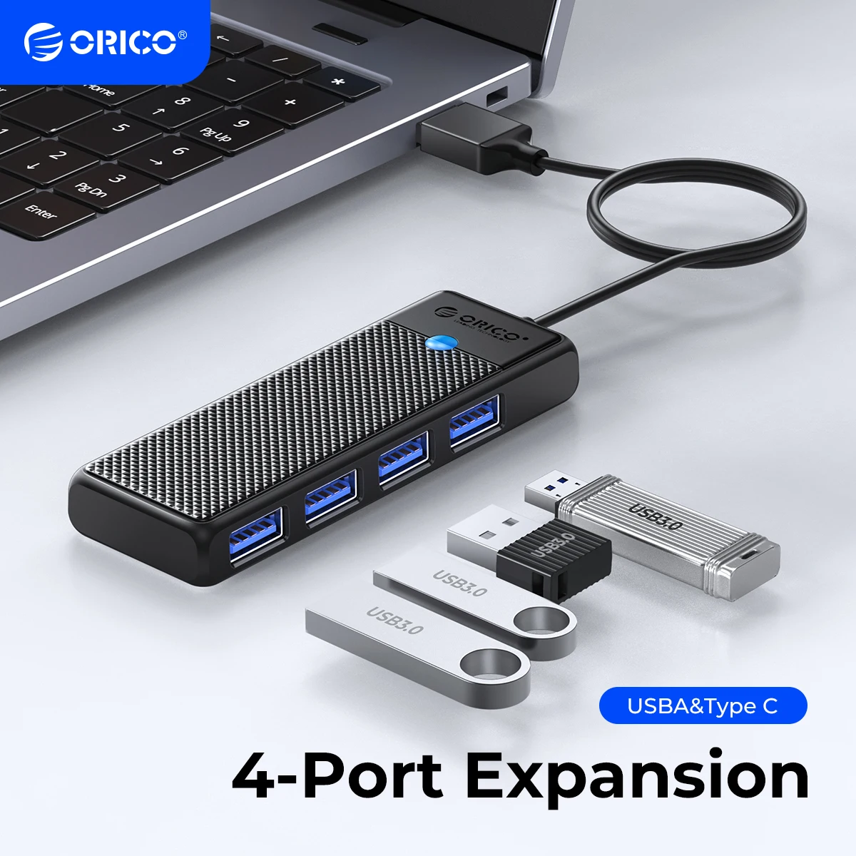 Orico tipo c Hub Usb Hub 3.0 Divisor de Portas Adaptador de Hub Usb Doca de Expansão Adaptador Otg Ultra-fino para pc Acessórios de Computador