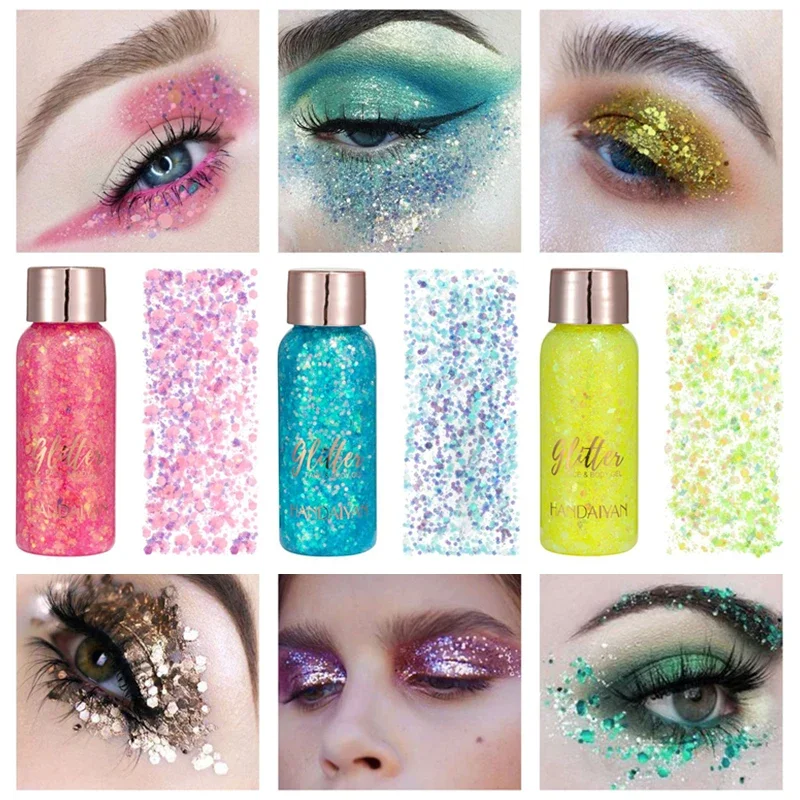 With Smear Spoon Multifunctional Eye Glitter Nail Hair Body Face glitter gel makeup Art Flash Loose Sequins Cream Festival Deco