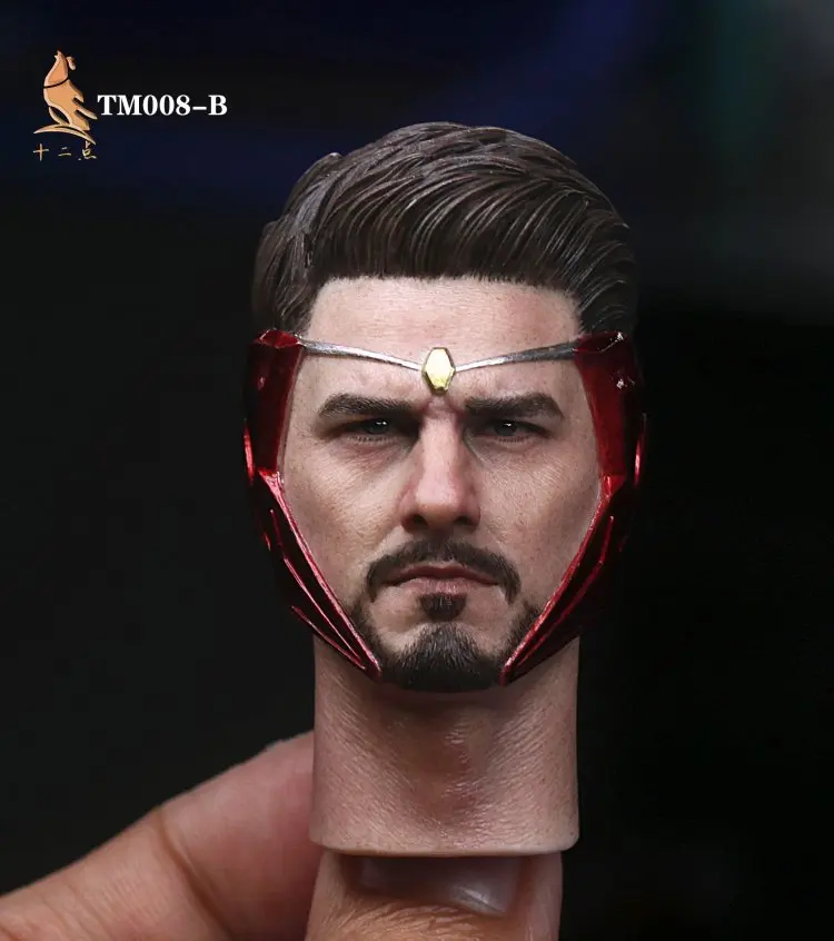 

Painted Twelve o'clock TM008 1/6 Tom Cruise Head Sculpt Head Carving with Neck Model Fit 12'' Male Soldier Action Figure Body