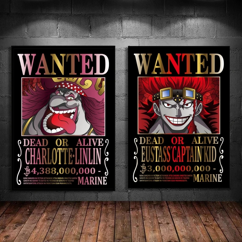 

Canvas Prints One Piece Bounty Wanted Linlin Aesthetic Poster Children Gifts Comics Pictures Wall Art Home Modular Painting
