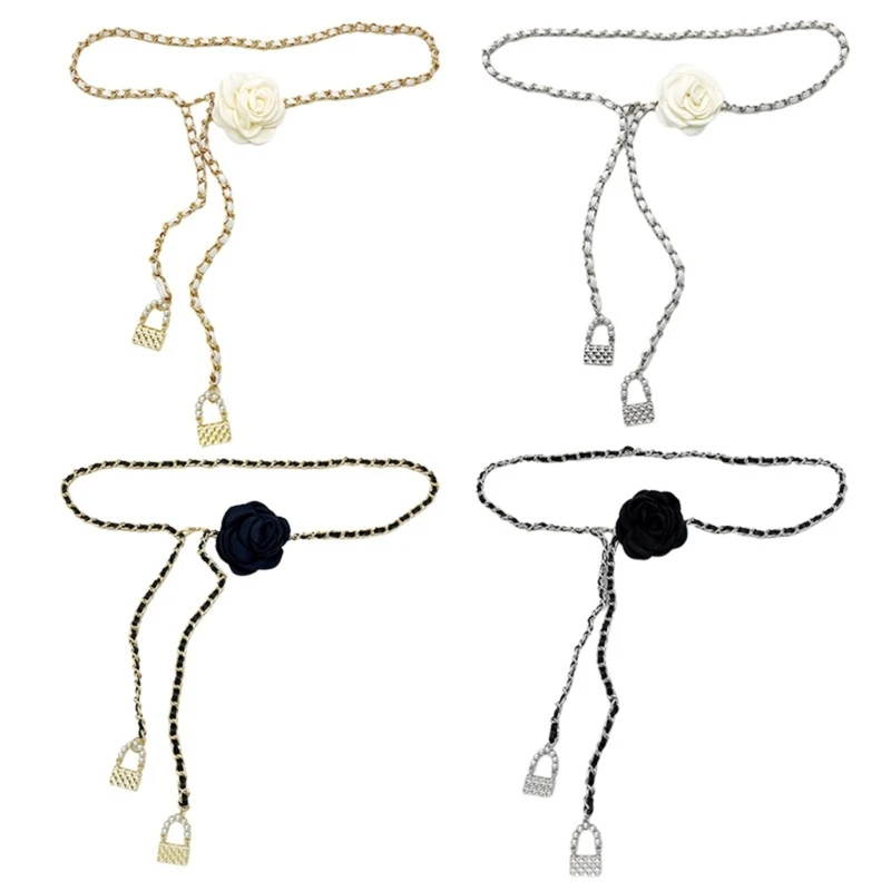 

New style Metal Waist Chain Belt Flower Waist Chain For Women Flower Waist Belt For Dress Belly Chain For Jeans Lock Pendant