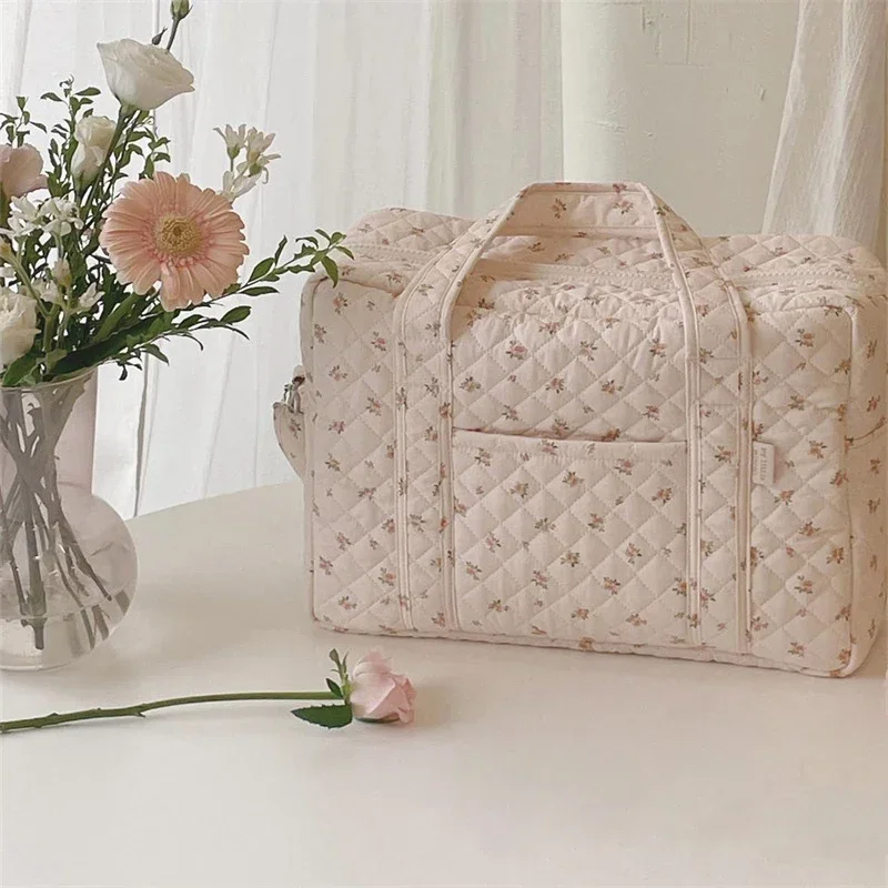 Cotton Quilted Floral Shoulder Bag for Women