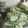 Solstice Home Textile King Twin Bedding Sets Kid Teen Bedlinen Solid Light Green Duvet Cover Bedroom Flat Bed Sheet Pillowcases 4