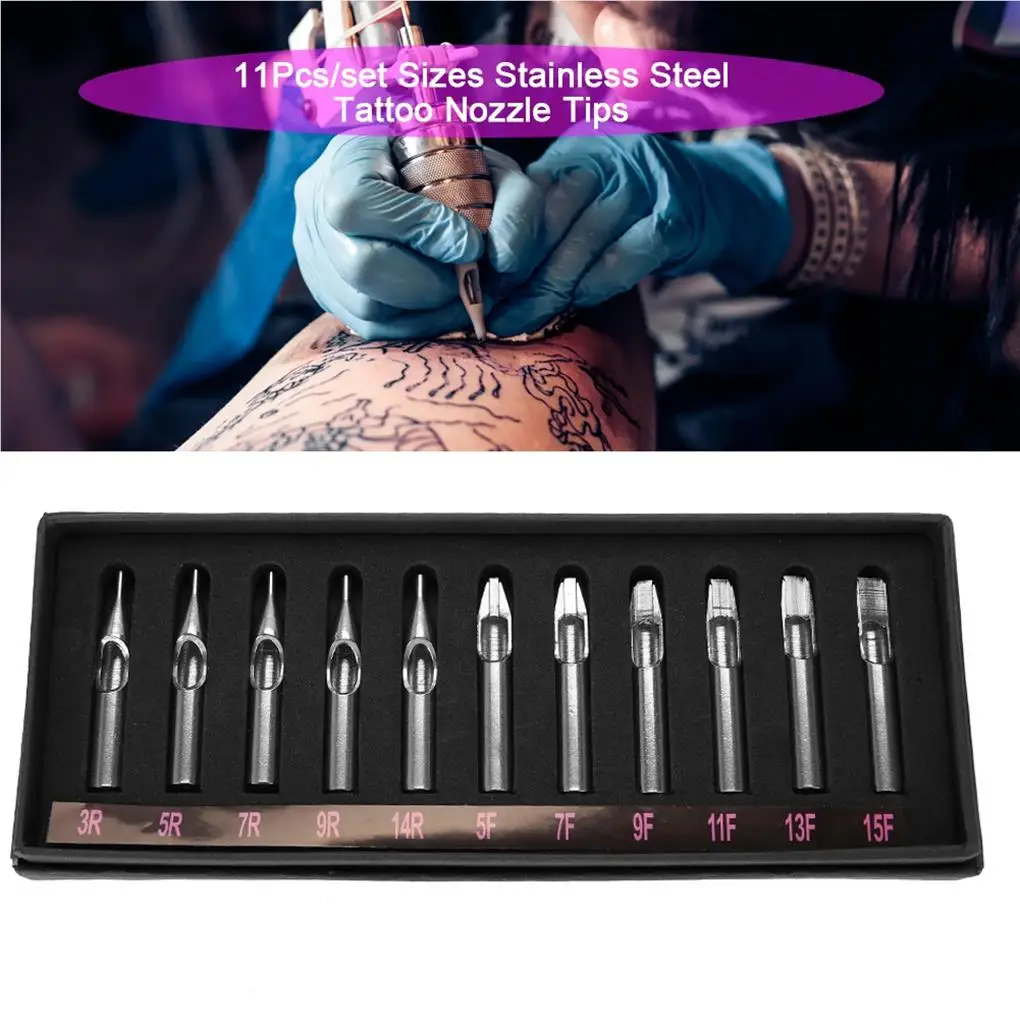 11 Pieces Tattoos Tips Skin Art Nozzle Convenience Fine Workmanship Makeup Supplies Workshop Accessories Skins Needle Tips Kit tattoo microblading needles disposable tattoo tips