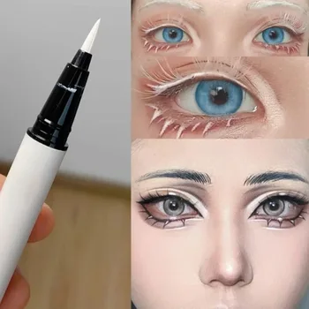 Matita Liquida Eyeliner Bianco Opaco, Penna per Effetto Baco da Seta, Illuminante per gli Angoli degli Occhi, Pigmento Ultra-sottile Impermeabile, Ombretto per Cosplay