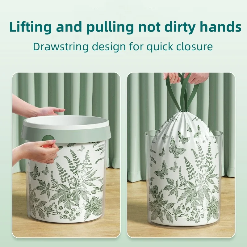 1 Bag of 90 pcs Household Disposable Tear Free Drawstring Garbage Bag Kitchen Storage Garbage Cleaning Bag Mugwort Bag