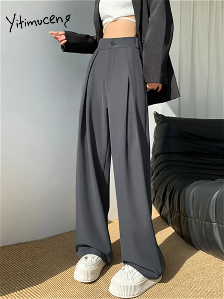 Fashion Womens Office Pants New Ladies Black Navy Wide Leg Pants Womens  Slim Formal Suits Pants Trousers | Wish