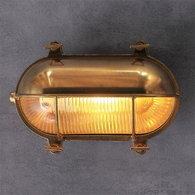 Lampe murale extérieure en verre et aluminium cuivre antique, IP44