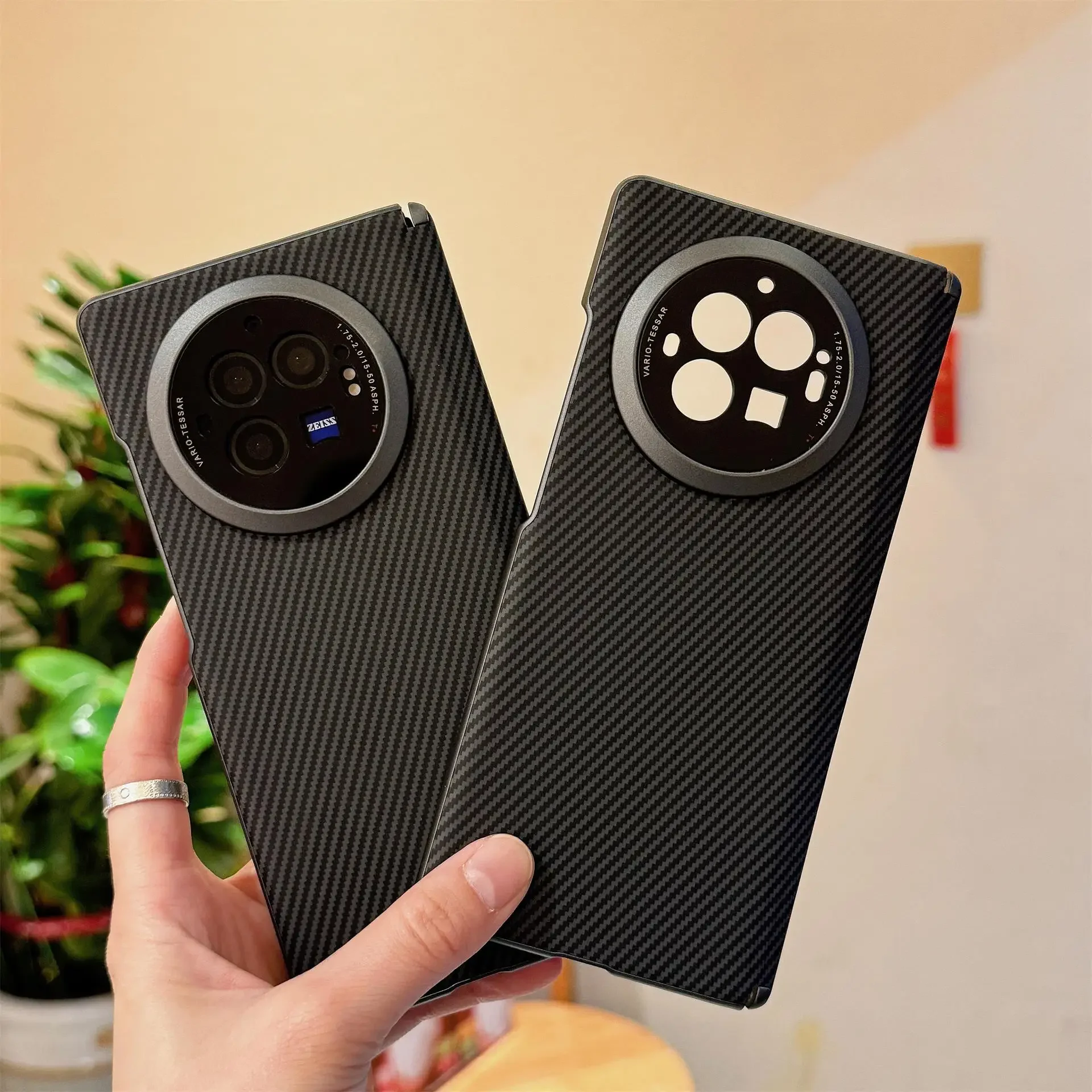 Carbon Fiber Texture Folding Hinge Case - Ultra Thin, Skin-Friendly, Frosted Shockproof Cover