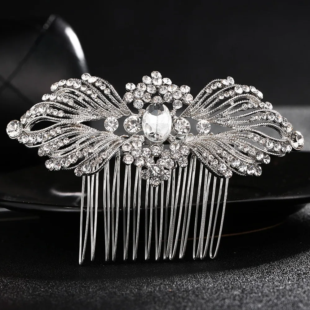 Women's Decorative Wedding Hair Combs for Bride with Rhinestones Wedding Headpiece Silver Bridal Hair Accessories for Girls