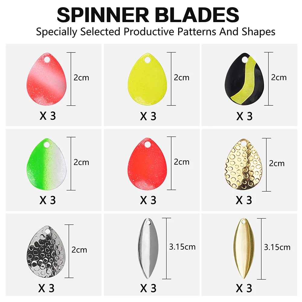 199Pcs Fishing Spinner spoon lure Set Colorado willow leaf spinner