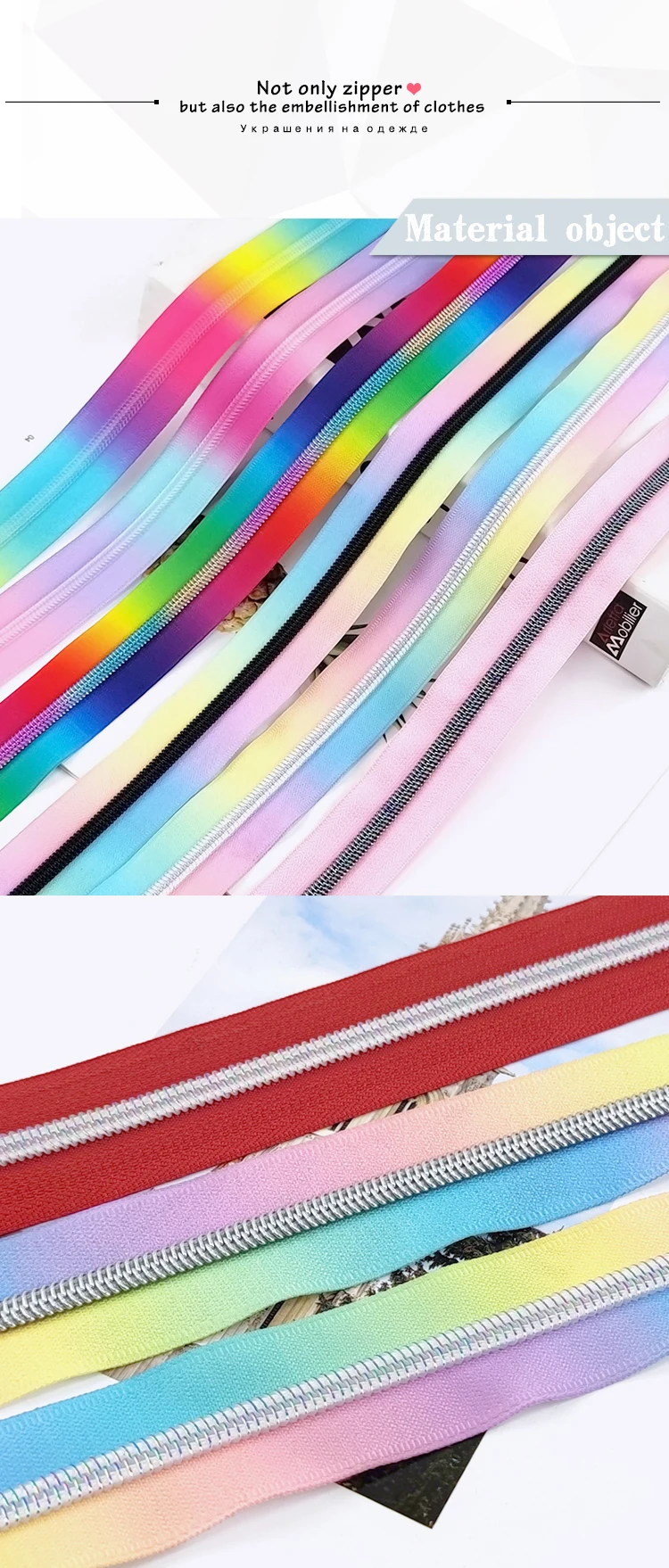 Description Picture 6 of item1/2/3M 5# Nylon Zippers for Sewing Travel Coil Plastic Decorative Zips By The Meter Bag Repair Kit DIY Garment Accessories