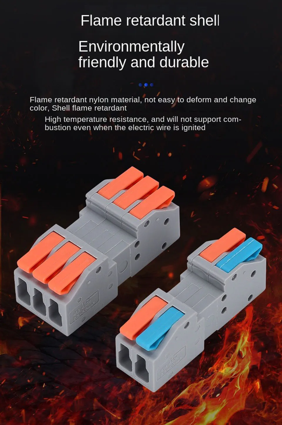 Description Picture 5 of itemDocking Quick Wire Connector Universal Compact Push-in Conductor Terminal Block High power Male female Cable joints 3/4/5 pin