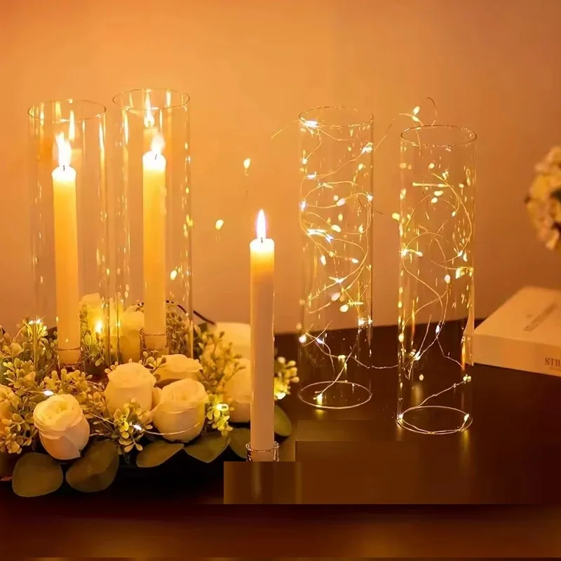 20pcs transparent candle holder, hurricane glass candle holder, used for decorating the center of the dining table, wedd 2