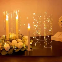 20pcs transparent candle holder, hurricane glass candle holder, used for decorating the center of the dining table, wedd 2