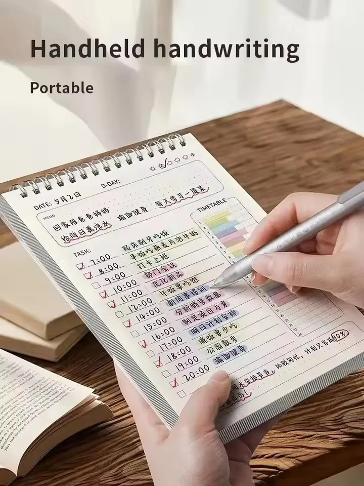 1pc Student Notebook Bullet Journal Notebook Budget Binder Notebook Leather Notebook Planner Agenda Spiral A5 Notebook Schedules Daily Plan List Notepad 160 Pages Thick Office School Supplies Stationery