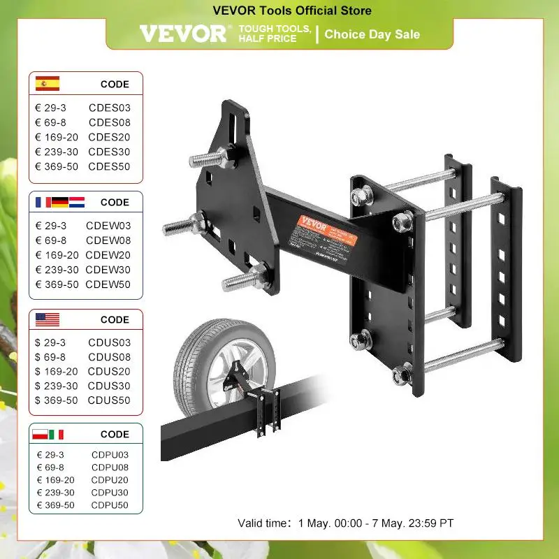 VEVOR 160 lbs Spare Tire Carrier with Mounting Screws Bracket Lugs On Bolt Patterns Tire Mount Wheel Holder for Trailers RV