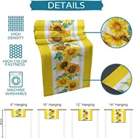 Yellow Sunflower Linen Table Runner Watercolor Summer Flower Washable Dresser Scarf Table Decor Wedding Dinning Home Party Decor 6