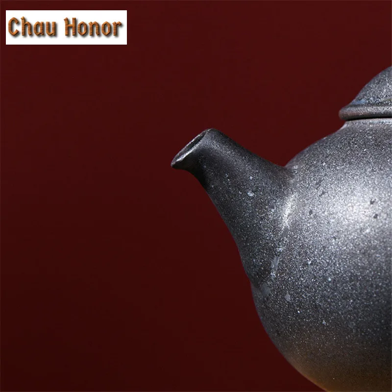 180ML Retro Kiln Fambe Pottery Ceramic Teapot Handmade Mosaic Glazed Household Teakettle Kung Fu Tea Master Pots Gift Packaging