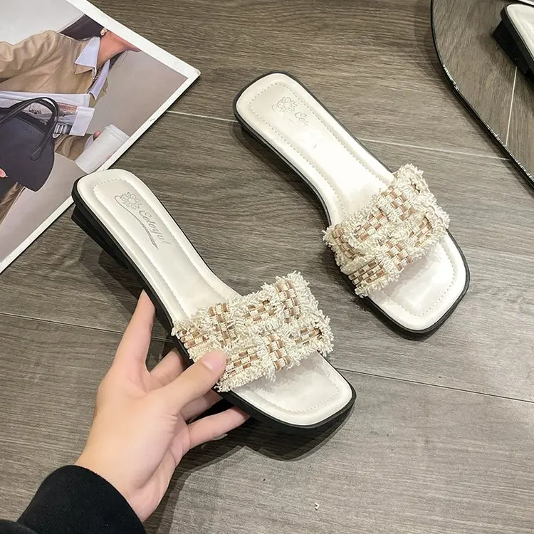 

Women Flats Slippers Open Toe Beach Flip Flops Summer 2024 Designer Walking Shoes Outdoor Slingback Sandals Brand Mujer Slides