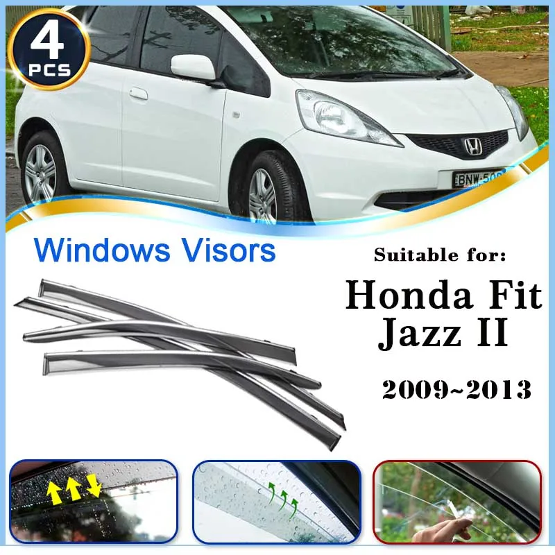 

Car Window Visor for Honda Fit Hatch Jazz II 2009~2013 Vent Awning Rain Sun Eyebrow Guard Cover Deflector Stickers Accessories