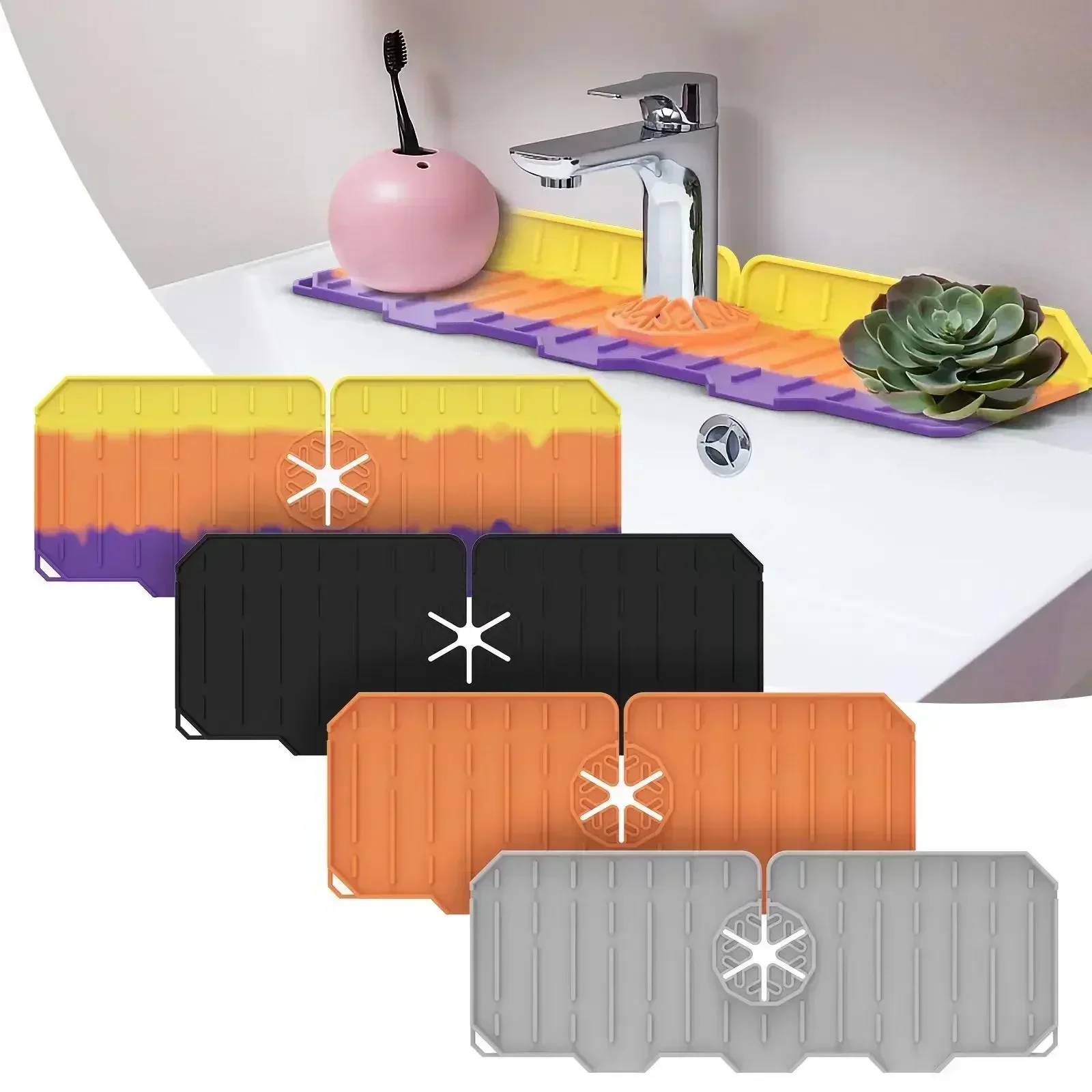 Silicone Kitchen Sink Mat Faucet Splash Catcher Drain Rack Foldable Sink Protector sink sponge rack,sink sponge holder,sink drain rack,under sink storage rack,kitchen drain basket,under sink organizer,faucet absorbent pad,kitchen silicone mat