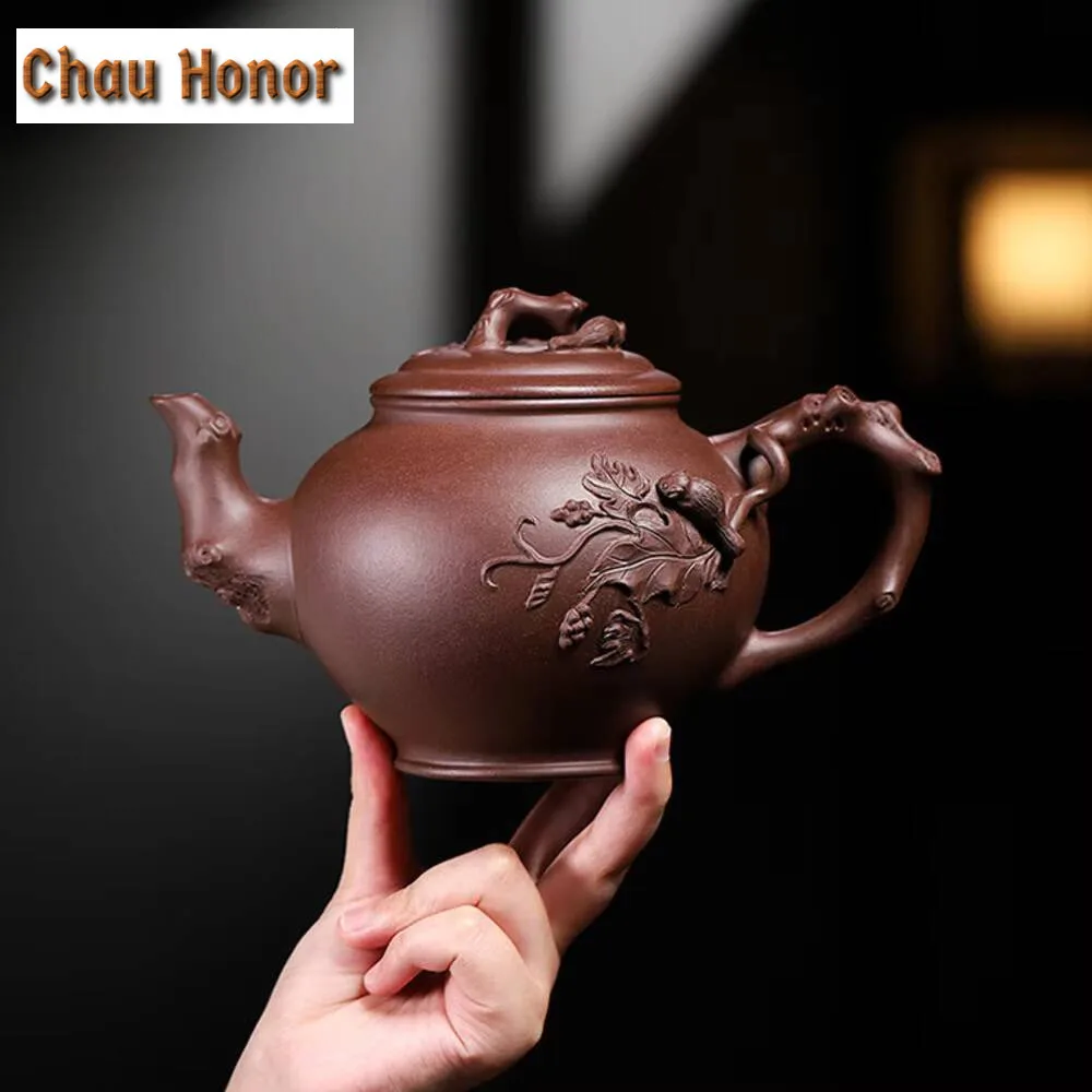 970ml Yixing Purple Clay Teapot Handmade Primrose Tea Pot Raw Ore Purple Mud Kettle Chinese High-end Zisha Tea Set Collection