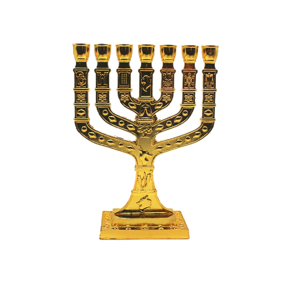 

Jewish Menorah Candle-holders Religions Candelabra Hanukkah Candlesticks 7 Branch Candle Holder