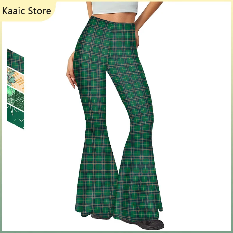 Green Flared Pants. Patrick's Day Clover Trousers Irish 2