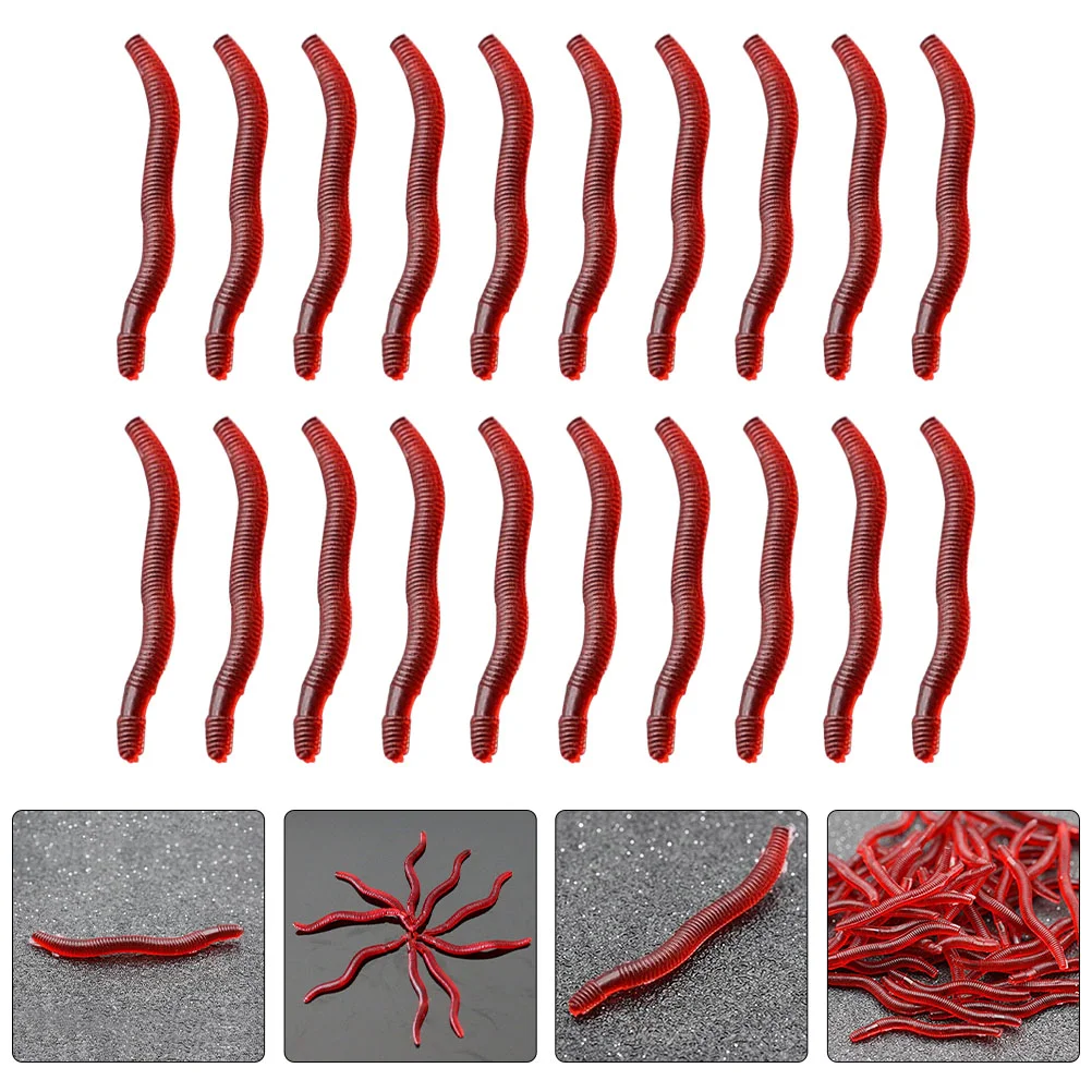 

150 Pcs Artificial Bait Fishing Lures Earthworms Fake Red Silica Gel Lifelike Realistic Child for Sale