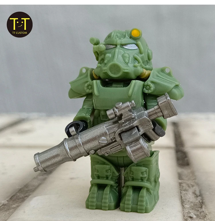 Moc Militär T60 Soldaten Mini Anime Action Fallouts Figuren Waffen Roboter Mecha Bausteine Ziegel DIY Spielzeug für Kinder Geschenk – Detail 5