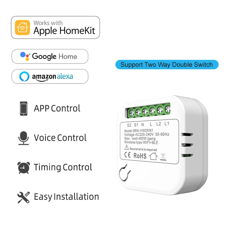 Smart Home Wifi Smart Switch Per Homekit Cozylife 1/2 Gang Relay Breaker Controllo A 2 Vie Cavo Neutro Richiesto Per Alexa Google